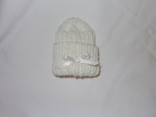 BEREAVMENT HAT - BABY WHITE W/ RIBBON